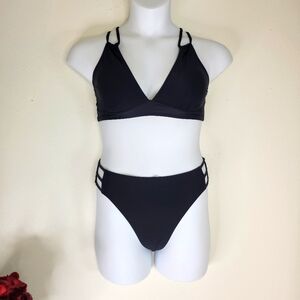 Women's Black Strappy Bikini Set